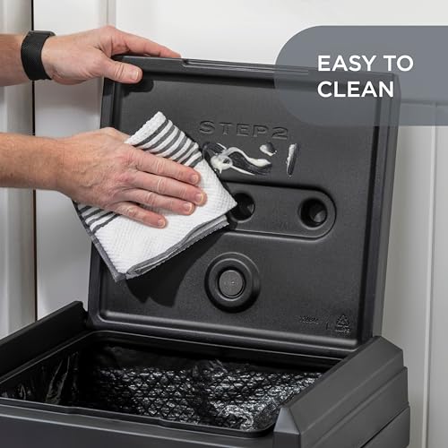 Step2 Atherton Large Garbage Container, Indoor/Outdoor Trash Can with Lid, Weather Resistant, Made of Durable Plastic, Weather-Resistant, Onyx Black - color: Onyx Black