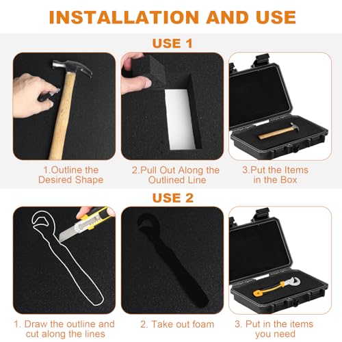 Eunice 16" x 12" Foam Inserts, 4 Pcs 0.8" Pick & Pluck + 4 Pcs 0.4" Padding - size: 4PCS-16*12*0.8 + 4PCS-16*12*0.4 Inches