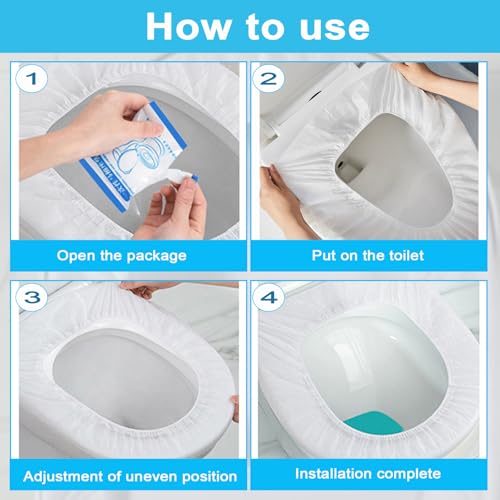 100 Pack Disposable Toilet Seat Cover Waterproof Non-Woven Fabric, Disposable Toilet Seat Covers for Travel, Disposable Seat Covers for Hotel Hospital Public Restroom, Individual Package