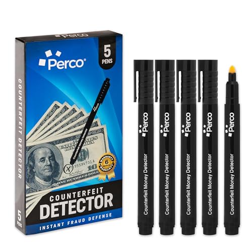 Perco Counterfeit Money Detector Pen - Universal Currency Checker - 5 Pack - size: 5 Pack
