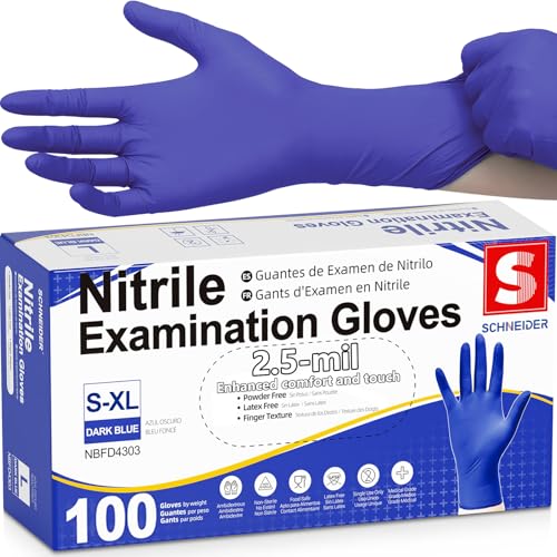 Schneider Medical Nitrile Exam Gloves, Powder & Latex Free, Darkblue - size: Large