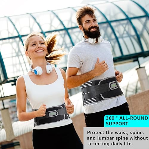 KONSEDIK Back Brace for Herniated Disc,Lower Back Pain Relief,Strain,Adjustable Lumbar Support Belt,with 6 Stays and Removable 3D Pad,for Men and Women Work,Lifting,Sciatica,Scoliosis(Large) - size: Large