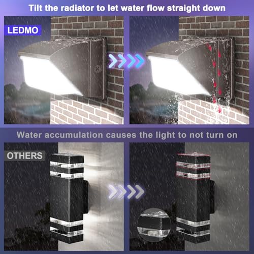 ledmo 120W LED Wall Pack Light Outdoor 6 Pack Exterior Commercial Lighting Fixture Waterproof Wall Mount for Parking Barn Warehouse Shop - size: 6 Pack Non Photocell