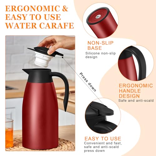 Norme 2 Pcs Thermal Coffee Carafe Creamer, Wine Red, 68 oz - color: Wine Red, size: 68 oz
