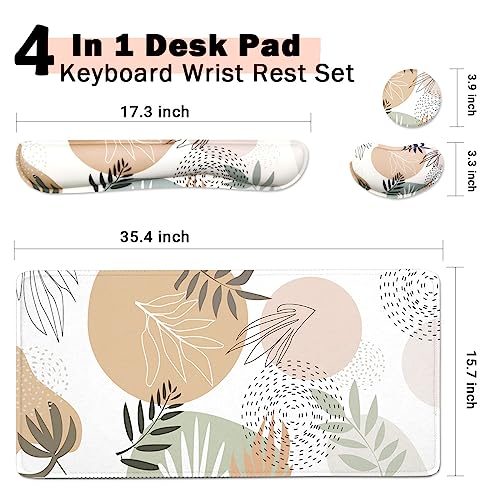 Keyboard Mouse Pad Set, Extended Mouse Pad+Keyboard Wrist Rest Support, Memory Foam Ergonomic Easy Typing, 4Pcs (35.4×15.7 in) Desk Pad Set for Home Office Study Game - Minimalist - color: Minimalist