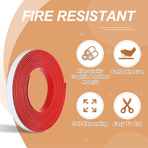 Smoke Fire Seal Strip 9.8Ft 12mm/0.47" Wx 2mm/0.08" T Red - color: Red, size: 9.8FT x 12mm / 0.47" W x 2mm / 0.08" T