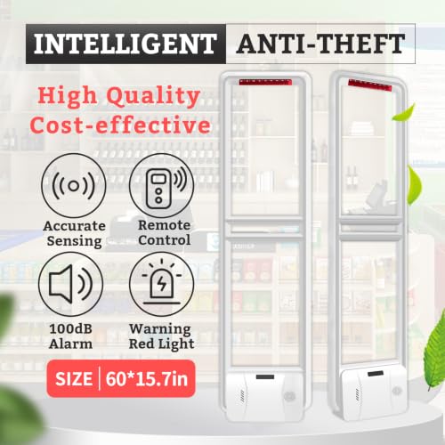 Clothing Retail Anti Theft Equipment, EAS AM 58 KHz System Retail Security Tags Checkpoint, Sound Light Alarm System Tower with 100pcs Clothing Loss Prevention Tags for Supermarkets Toy Stores