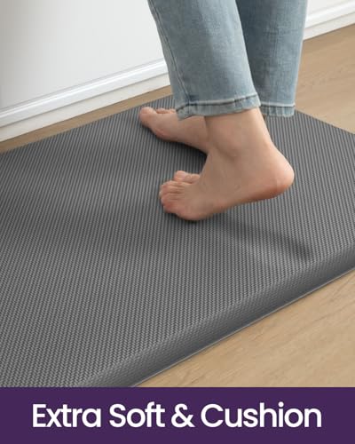 DEXI Anti Fatigue Kitchen Floor Mat Cushioned Standing Runner 48x20, Grey - color: Grey, size: 48"L x 20"W x 0.7"Th