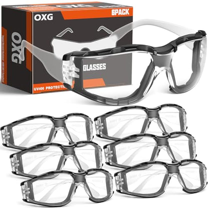 OXG Anti Fog Safety Glasses with Foam Gasket, ANSI Z87.1 Protective Eyewear - color: 6p-clear