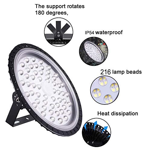 200W LED High Bay Light lamp Factory Warehouse Industrial Lighting 20000 Lumen 6000-6500K IP65 Warehouse LED Lights- Commercial Bay Lighting for Garage Factory Workshop Gym (200W 1) - size: 200W 1pcs