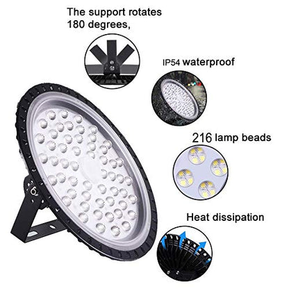 200W LED High Bay Light lamp Factory Warehouse Industrial Lighting 20000 Lumen 6000-6500K IP65 Warehouse LED Lights- Commercial Bay Lighting for Garage Factory Workshop Gym (200W 1) - size: 200W 1pcs