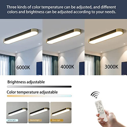 Tioolo Modern Ceiling Light, Dimmable LED Ceiling Light with Remote, 27.5in - color: Black+Gold/36W, Painted