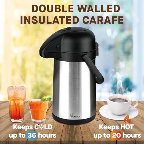 Coffee Carafe for Keeping Hot - 64oz/2L Airpot Coffee Dispenser with Pump