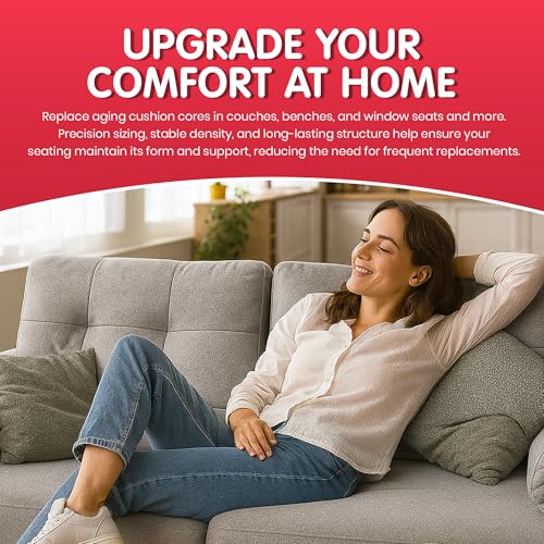 FOAMYFOAM High Density 5 inch Thick, 30 inch Wide, 96 inch Long Upholstery Foam, Cushion Replacement - size: 5" x 30" x 96" (1 Pack)