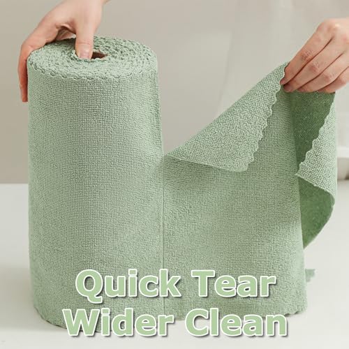 Jessy Home 80 Pack Microfiber Cleaning Cloth Roll Reusable Paper Towels 12"x12" Tear Away Cloth, Microfiber Towels for Cars, Wash Cloths, Lint Free Rags for House, Kitchen,Window,Cleaning Supplies - color: Turquoise