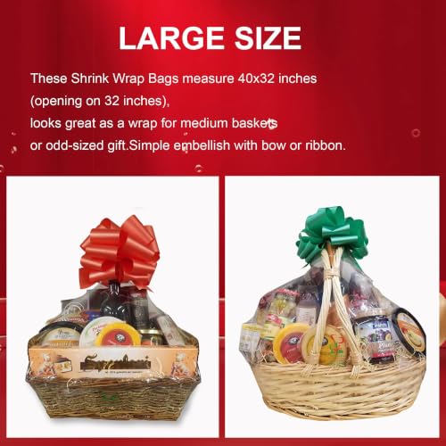 Shrink Wrap Bags for Gift Baskets, 24Pack 32x40 Inch Clear plastic wrapping - color: 32x40 Inch 24Pcs
