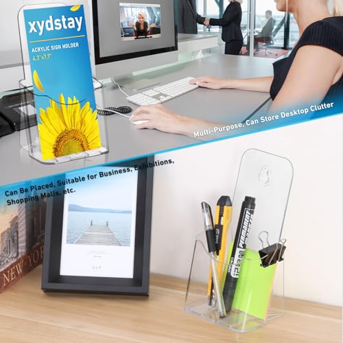 xydstay Acrylic Brochure Holder 4 Inche , Clear Flyer Sign Holder, 2 Pack - size: 4x7