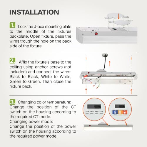 ASD 4ft LED Linear Strip Light Fixture, 3500K 4000K 5000K UL DLC - color: White, size: 4FT