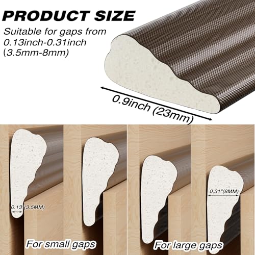 196" Brown Wedge Weather Stripping Door Seal, Foam Door Gap Seal - color: Brown, size: 196"