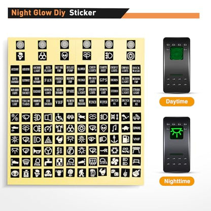 Nilight 4 Gang Rocker Switch Panel SPST On Off Toggle Laser Pattern Green - color: Green, size: 4 Gang