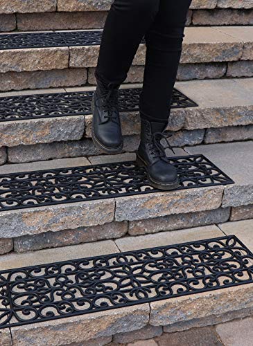 Rubber Stair Treads Non-Slip Outdoor 42”x10” (5-Pack) – Anti-Slip Step Mat - size: 42" X 10", style: Iron