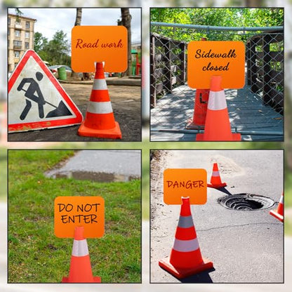 Geetery 6 Pcs Blank Traffic Cone Signs, 10.4"x12.6" Write-on Sign, Orange - color: Orange