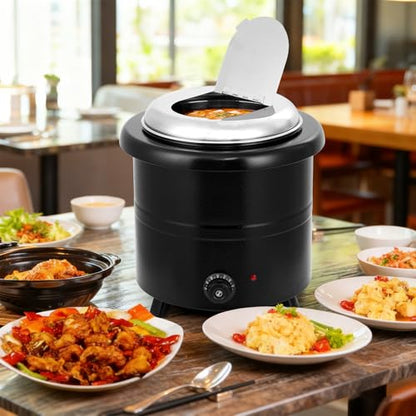 13.7QT Commercial Electric Soup Kettle Warmer, Stainless Steel Removable Pot with Hinged Lid & Anti-Scald Handle, Constant Temperature Food Warmer for Restaurant, Buffet, Catering, Banquet