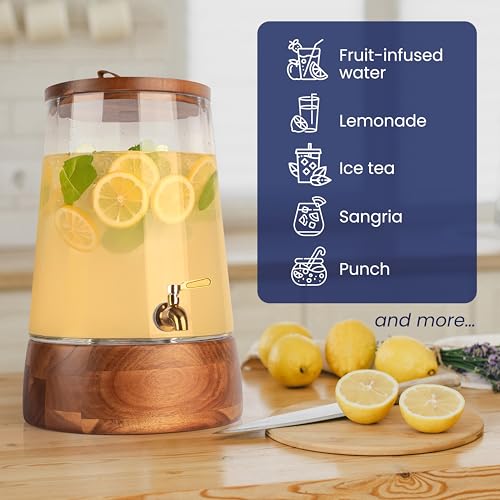 FOODLE Glass Drink Dispenser with Spigot - Beverage Dispenser with Stand - size: 3 Gallon