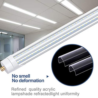 8FT LED Bulbs, 90W 6000K T8 T12 LED Tube Lights, FA8 Single Pin V Shaped LED Shop Lights, 270 Degree Angle, Replace Fluorescent Light Tubes,Ballast Bypass(6Pack) - color: 6000k