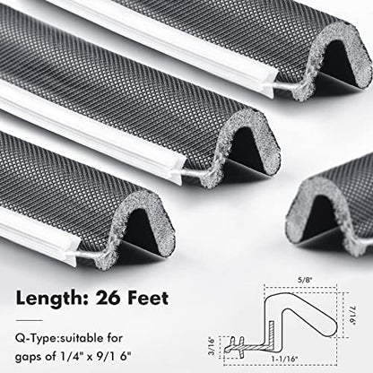 BBTO Weather Stripping Door Window Seal V-Shaped Foam Kerf,26 Feet,Black - color: Black, size: 26 Feet