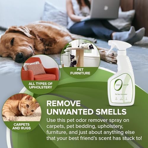 Zero Odor Pet Odor Eliminator Spray for Dog & Cat Urine, Carpet Deodorizer - size: 16 Fl Oz (Pack of 1)