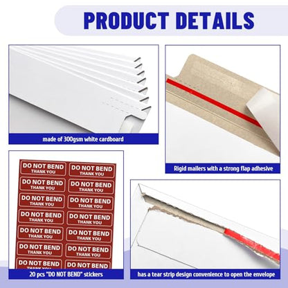 20 Pack 7x4.35 Inch Rigid Mailers,Self Seal Rigid Envelopes,White - color: White, size: 7x4.35 Inch