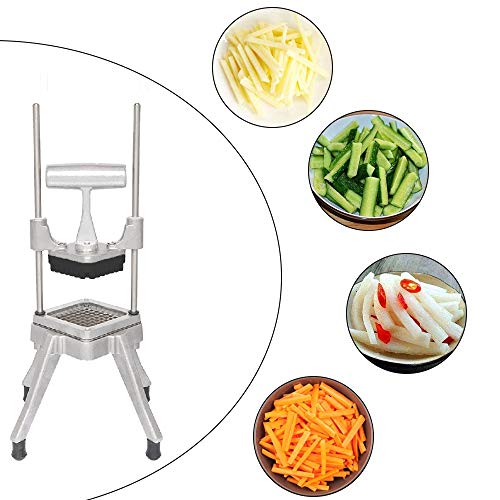 ROVSUN Commercial Vegetable Chopper French Fry Cutter with 4 Sizes Blades, Potato Dicer Slicer Fruit Chopper Stainless Steel for Restaurant, Home & Kitchen, 1/2", 3/8", 1/4" & 8-Wedge Blades - size: Hand Pressure Style