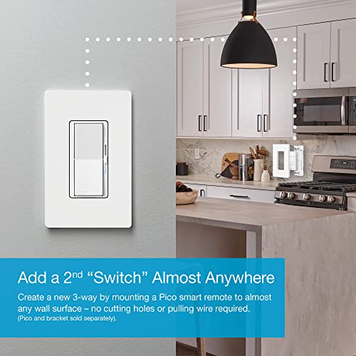 Lutron Caseta Diva Smart Dimmer Switch (Smart Hub Required), w Wallplate - color: White, size: 1 Pack, style: Diva Smart Dimmer