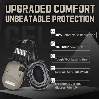PROHEAR 022 Electronic Ear Protection for Shooting & Hunting - 29dB SNR Noise Reduction, 4 Omnidirectional Microphones - color: Electronic-silicone Ear Pads-fde