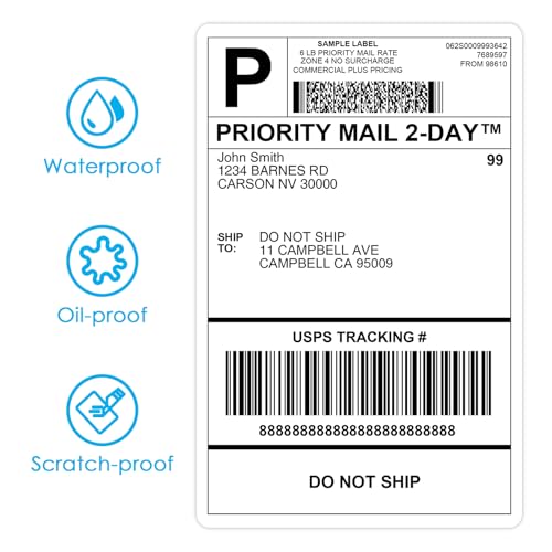 KNAON 4x6 Thermal Shipping Labels - 220 Pack Fanfold, Direct Thermal Labels - size: 220 Labels