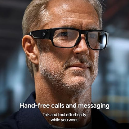 Lucyd Armor Smart Safety Glasses, TR90 Frame, Light Adaptive Lenses, Open Ear Speakers & Microphone - ANSI Z87.1 - style: Vantage Photochromic