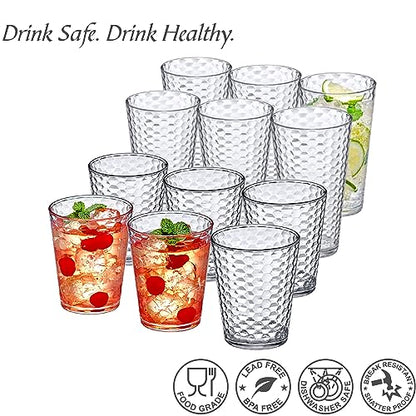 Amazing Abby - Snowflake - 16-Ounce and 24-Ounce Tumblers (Set of 12), Clear Reusable Plastic Cups, Stackable, BPA-Free, Shatter-Proof, Dishwasher-Safe - style: All-Clear, 16 oz + 24 oz