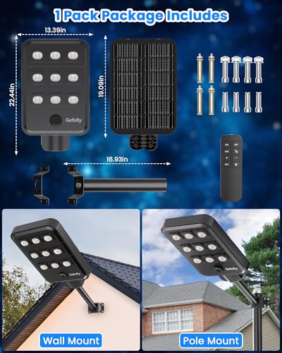 Gefolly G-10000W Solar Street Light Outdoor, Flood Security Parking Lot - size: M