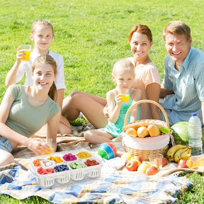 Veggie Tray Divided Serving Tray with Lid, Salad Bar Container for Fridge - color: 8 Colanders