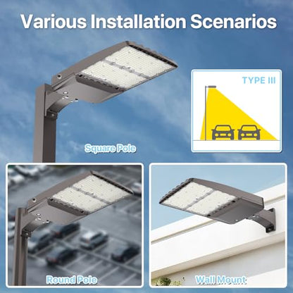 HYPERLITE LED Parking Lot Lights 300W LED Shoebox Light with Dusk to Dawn Photocell - 45000lm 5000K UL Certified IP65 LED Area Light for Court|Stadium|Parking Lot|Roadways - size: 300W