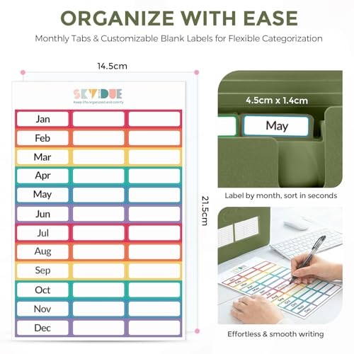 SKYDUE Accordion File Organizer, Expanding File Folder with 13 Pockets, Portable Document Paper Bill Receipt Organizer, Home School Office Supplies, Letter A4 Size OliveGreen - color: Olive Green