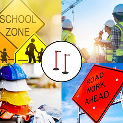 Montour Line MS630 Set of 2 Retractable Belt Barrier Stanchion, Sloped Base, Red Post (7.5 ft Green Belt) - color: Green, size: 7.5 ft