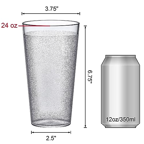 Amazing Abby - Cafely - 24-Ounce Plastic Tumblers (Set of 8), Plastic Drinking Glasses, Restaurant-Style Tumblers, Commercial-Grade Cups, Stackable, BPA-Free, Shatter-Proof, Dishwasher-Safe, Clear - style: All-Clear, 24 oz