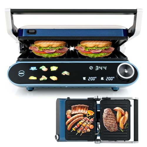 COSTWAY Panini Press, 1200W Sandwich Maker with LED Touch Panel