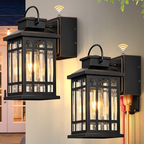 2-Pack Outdoor Wall Light with GFCI Outlet, Black with Gold Trim - color: Black(Gold Trim), size: D2D 2-Pack