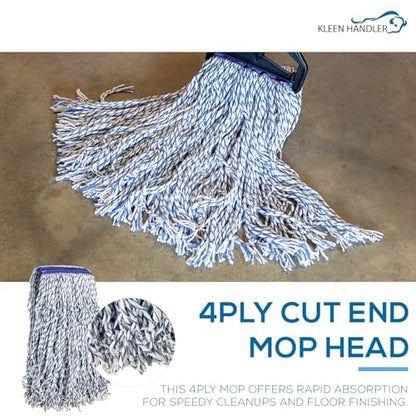 KLEEN Handler Cut End Finish Mop Head Replacement,Universal Headband, 3Pack - size: 3 Pack