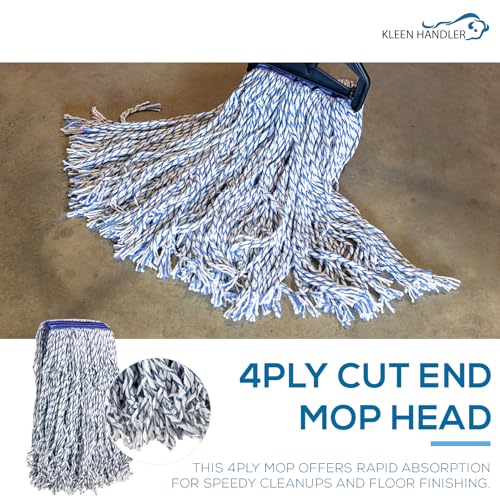 KLEEN HANDLER Cut End Finish Mop Head Replacement,Universal Headband, 1Pack - size: 1 Pack