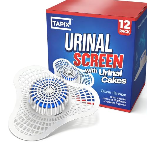 12 Pack Urinal Deodorizer Screens with Urinal Cakes, Ocean Breeze Scent, Anti-Splash & Odor Protection - Commercial Bathroom Urinal Air Freshener for Office, Mall, Hotel, Airport - style: 12 Pack