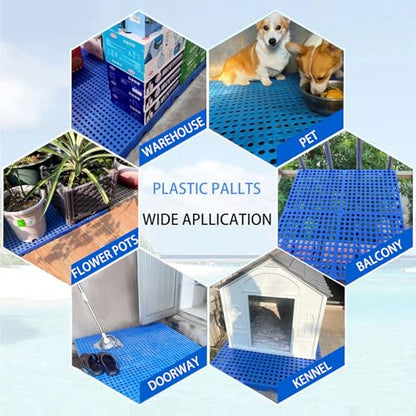 Plastic Pallets, Plastic Pallets for Basement Storage, Nestable Lightweight Waterproof for Basement Garage Supermarket (4)